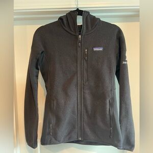 Black Patagonia zip up hooded jacket